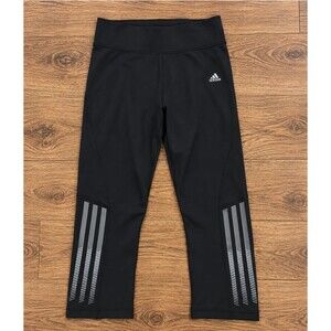 Adidas ClimaLite 3 Stripe Athletic Capri Womens XS Black Workout Running Legging